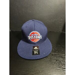 New Adidas Detroit Pistons NBA Fitted Baseball Cap Hat Size 7 1/2 Blue